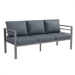 3-seater Aluminium Garden Bench W/ Cushions, Grey