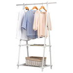 Freestanding Steel Clothes Hanger 2 Shelves Open Wardrobe