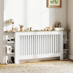 Vertical Slatted Heater Cover For Living Room | Extra Large | White