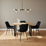 Colorado Dining Table With 4 Erica Velvet Chairs | One Size | Black