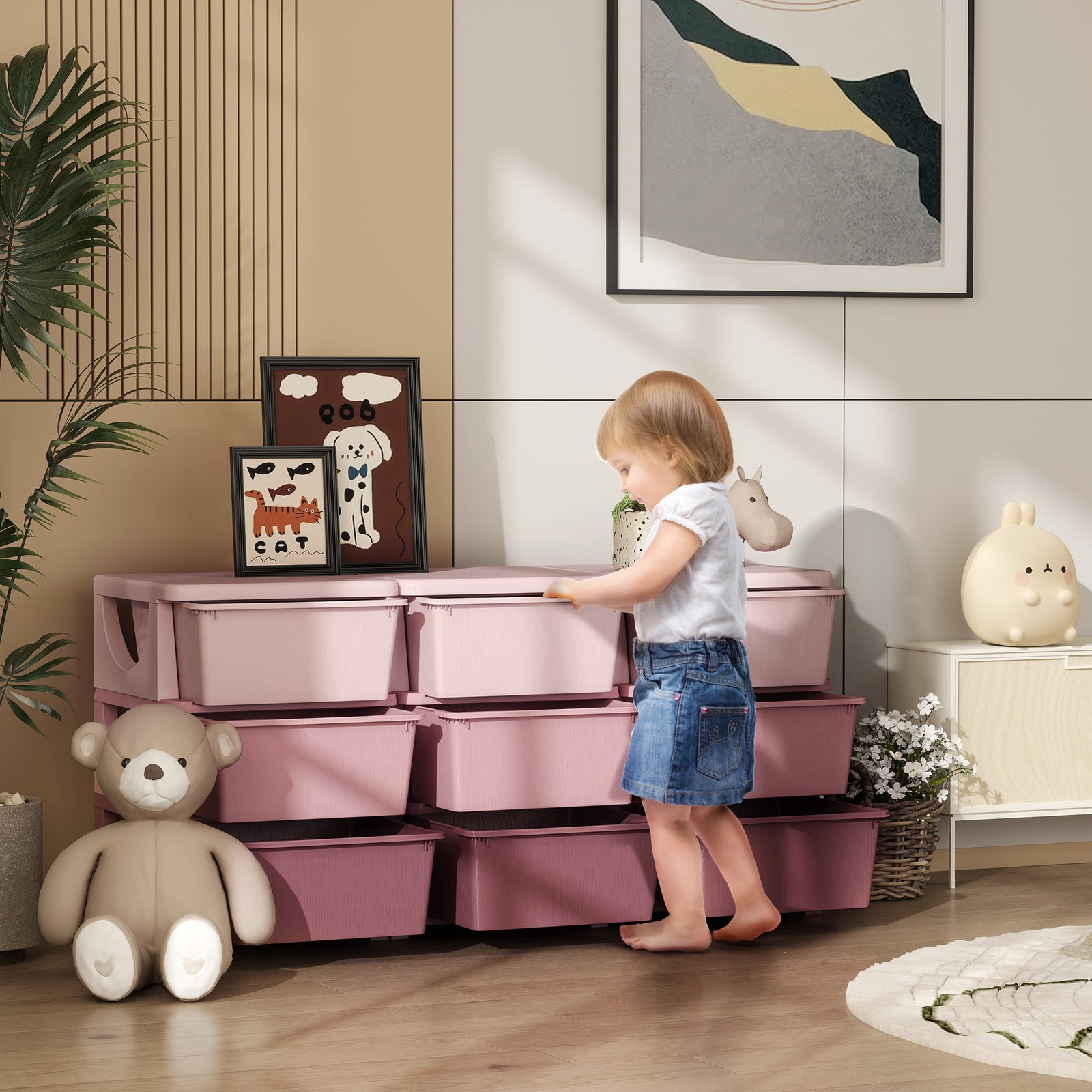 Kids Storage Units With Drawers 3 Tier Chest Dresser Tower | Pink