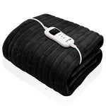 Deluxe Electric Throw Heated Double Over Blanket Soft Fleece  9 Heat & 12 Timer Settings | L | Black