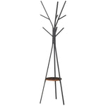 180cm Free Standing Coat Rack Metal Shelf Holder Stand | One Size | Brown