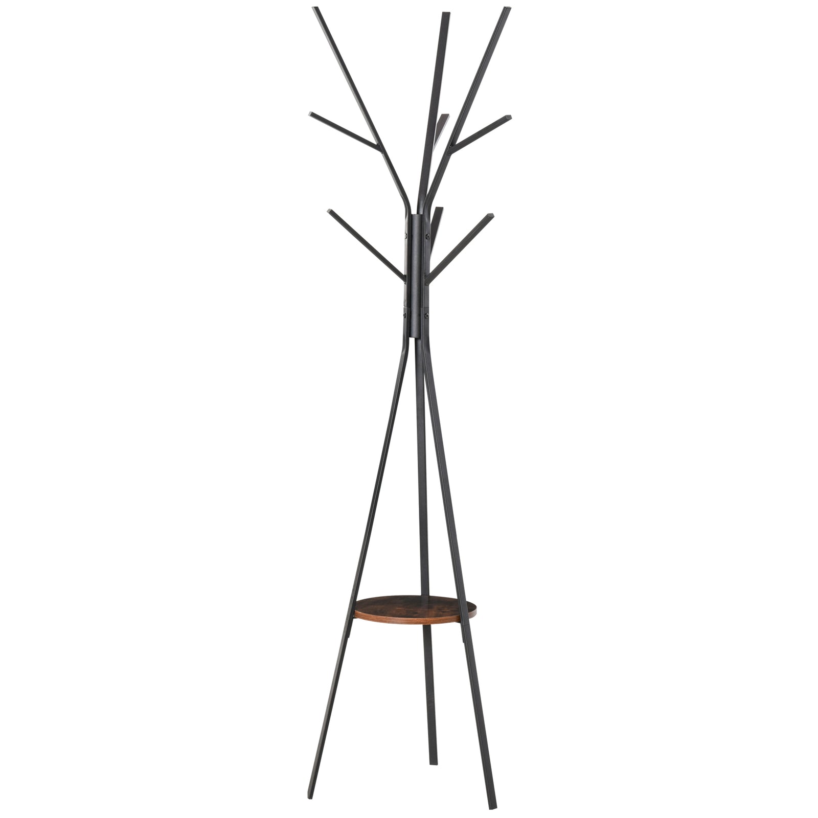 180cm Free Standing Coat Rack Metal Shelf Holder Stand | One Size | Brown