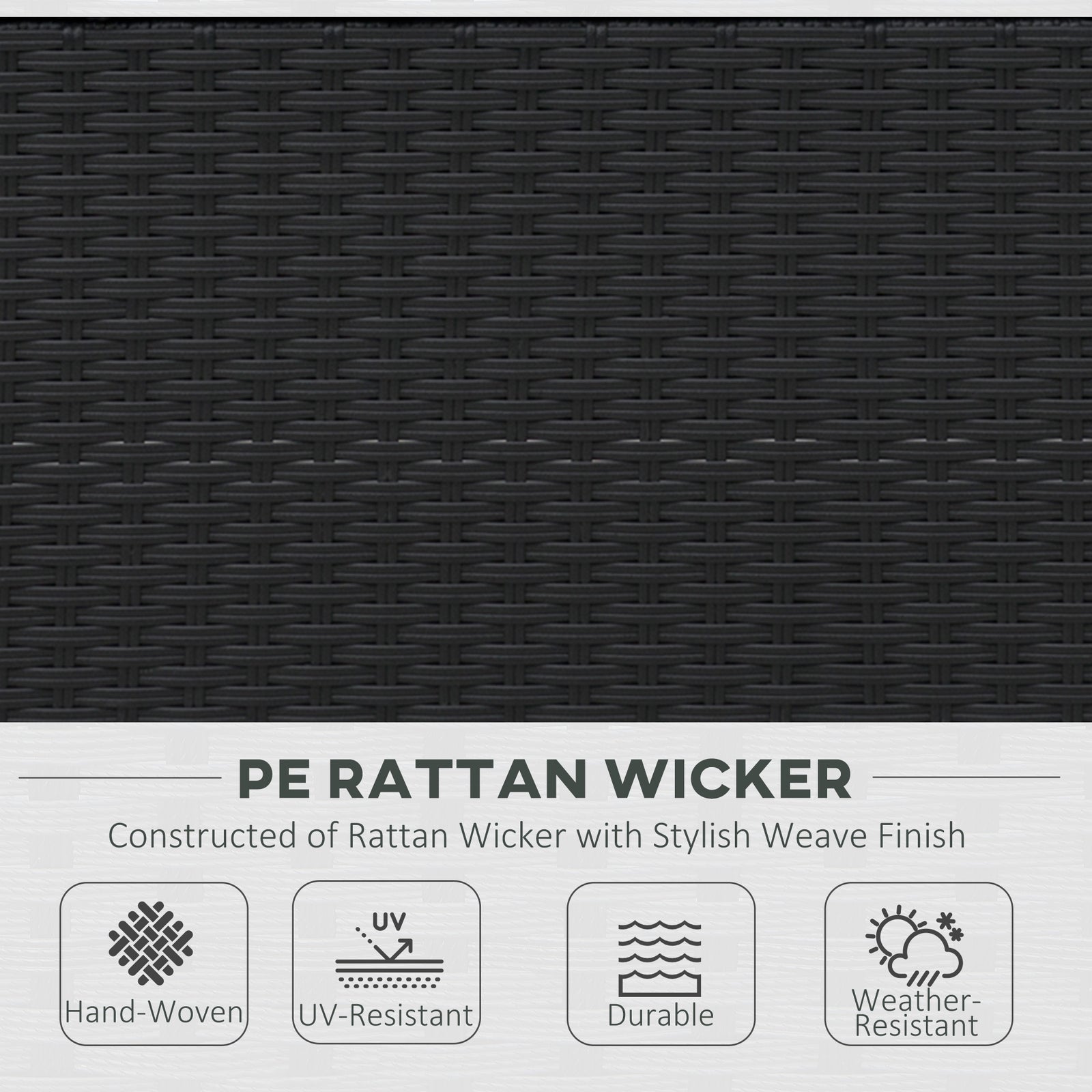 4 Piece Pe Rattan Sofa Set With Cushions | Black