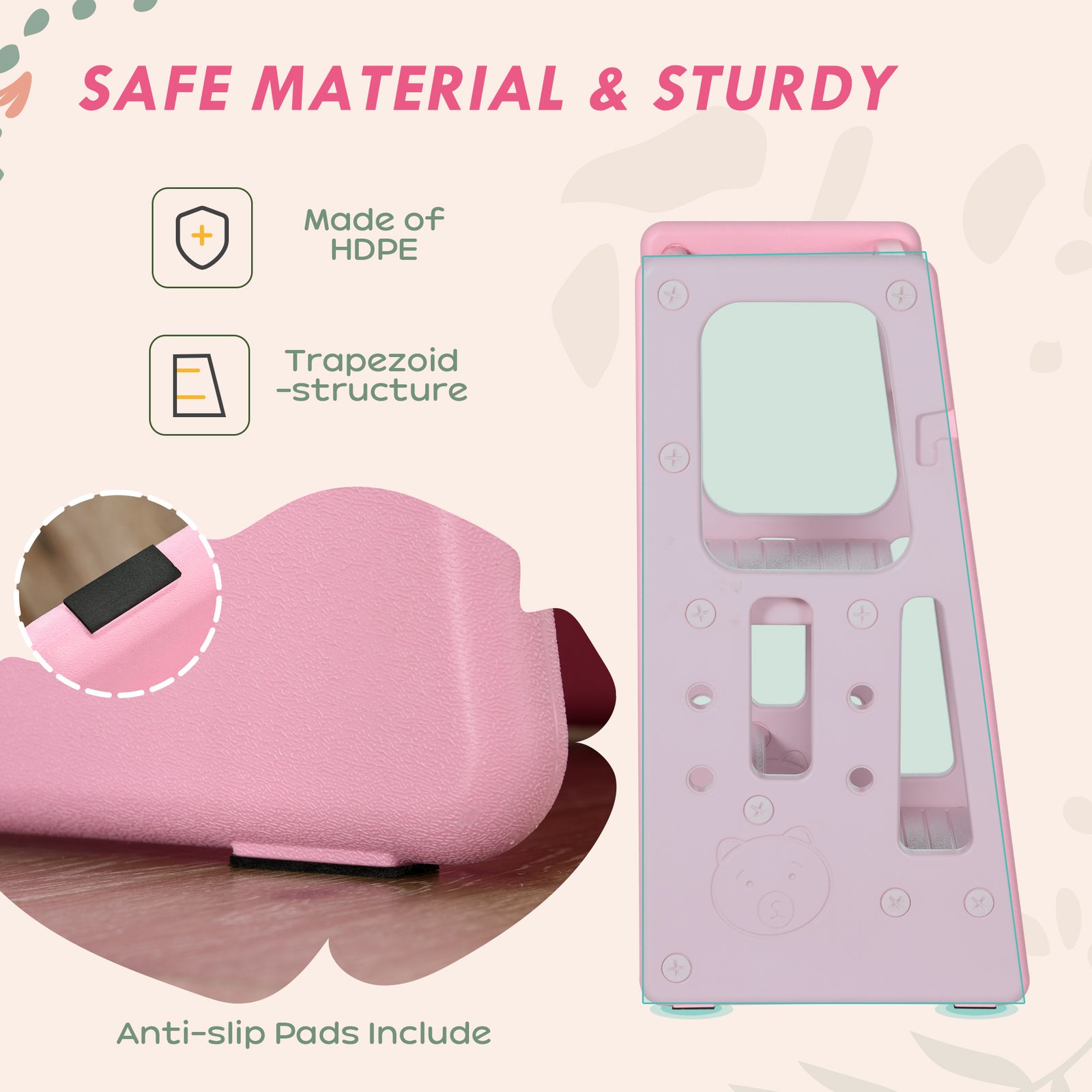 Step Stool, Adjustable Standing Platform, Toddler Kitchen Stool | Pink