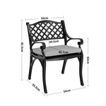 Set Of 7 Retro Garden Bistro Set Cast Aluminium With Cushions | Set of 7 | Black