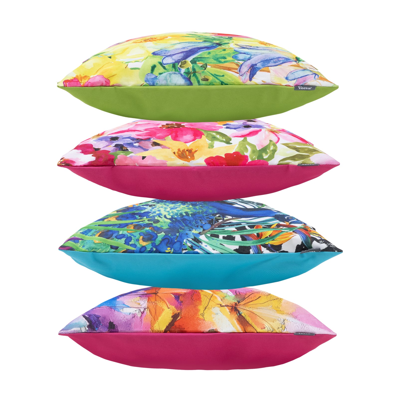 Floral Indoor Outdoor Cushion Set Of 4 Water Resistant Cushions