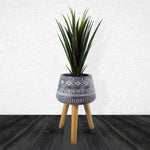Large Blue Composite Planter With Stand