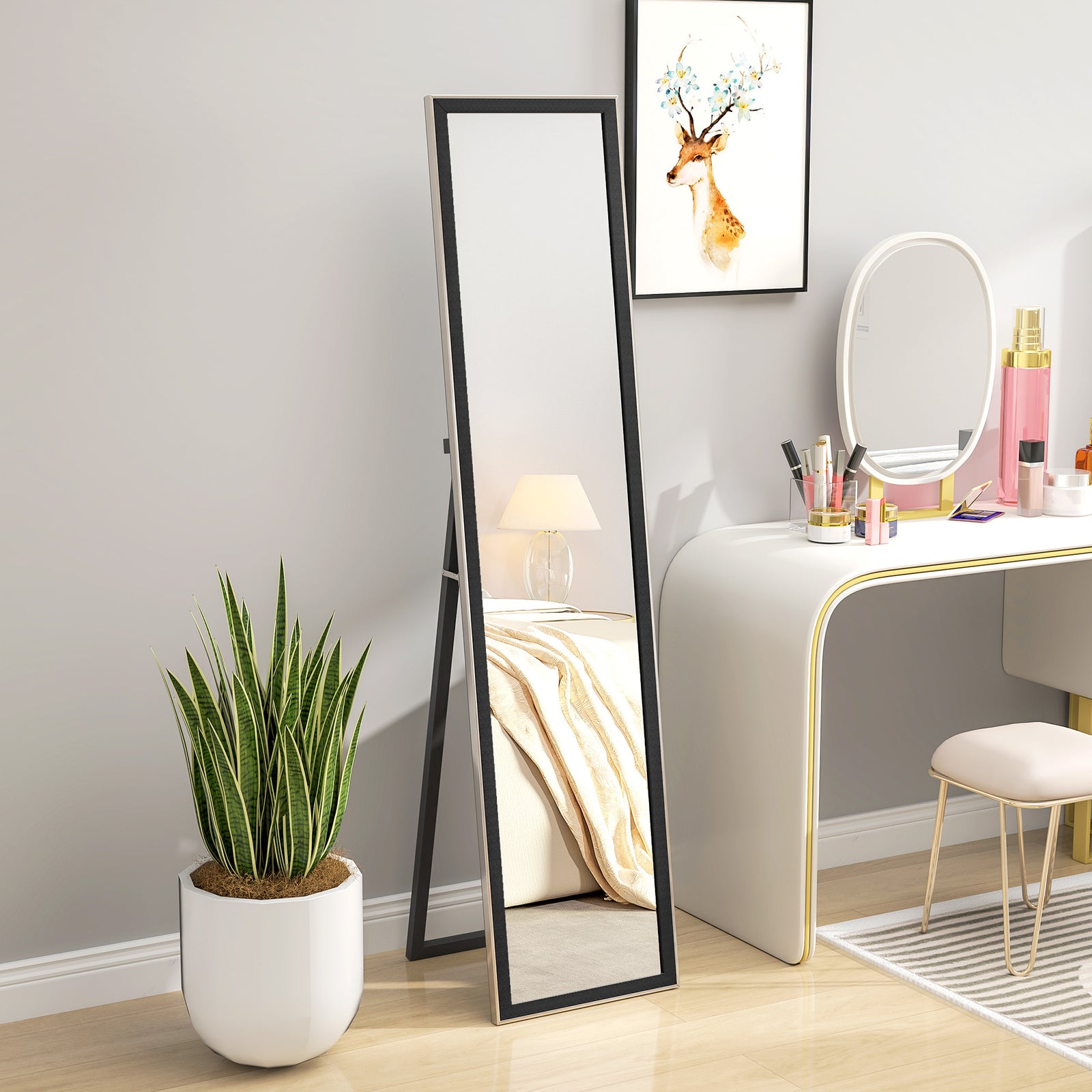 Floor Mirror Wall Mounted Leaning Standing Mirror 37 X 157cm | Black