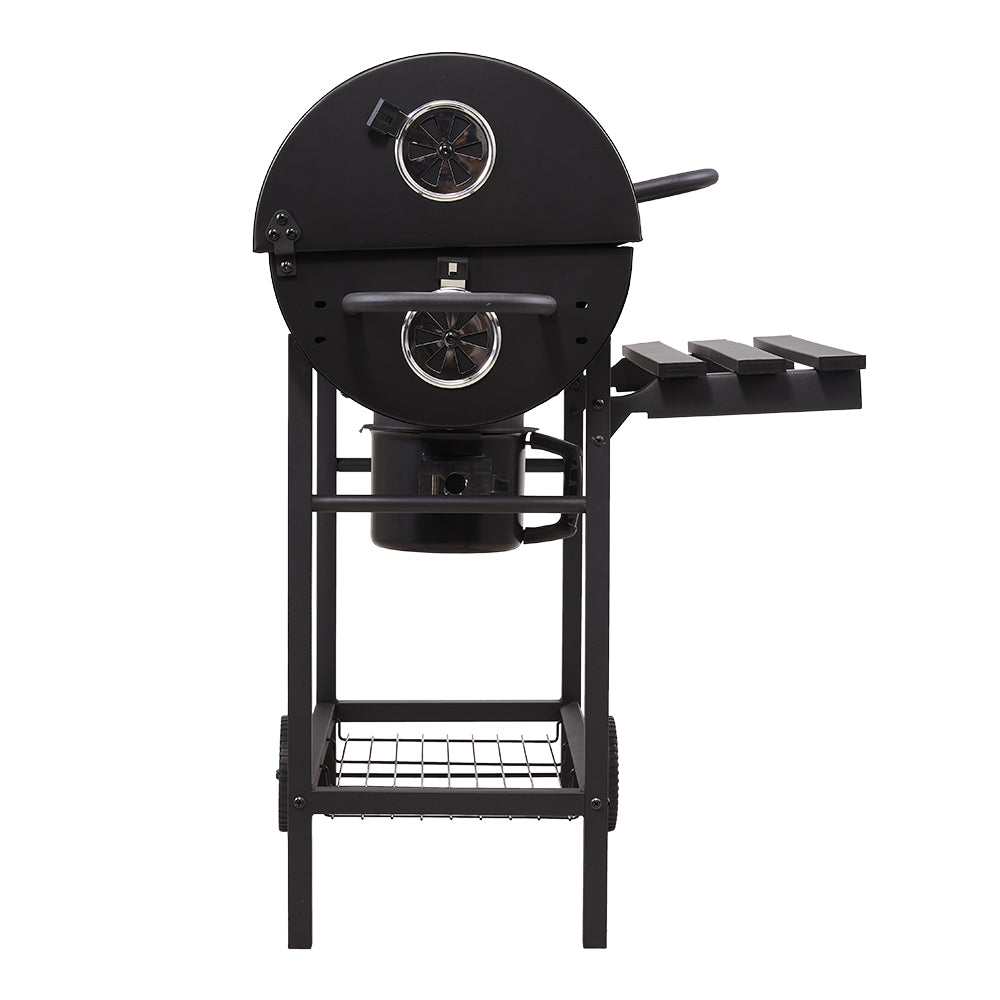 Portable Barrel Charcoal Bbq Grill Smoker With Side Shelves