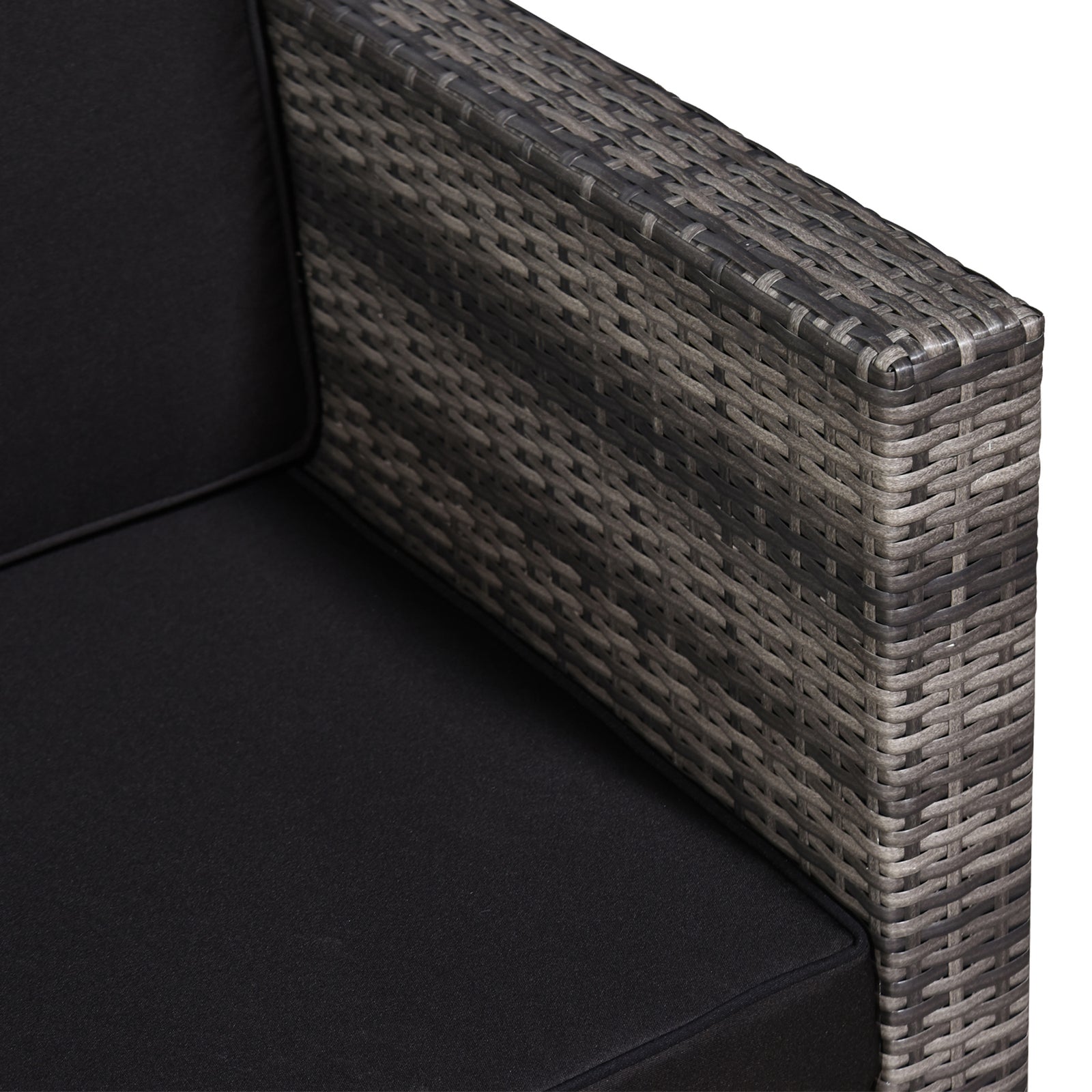 3pcs Patio Rattan Sofa Garden Furniture Set W/ Cushions | Gray