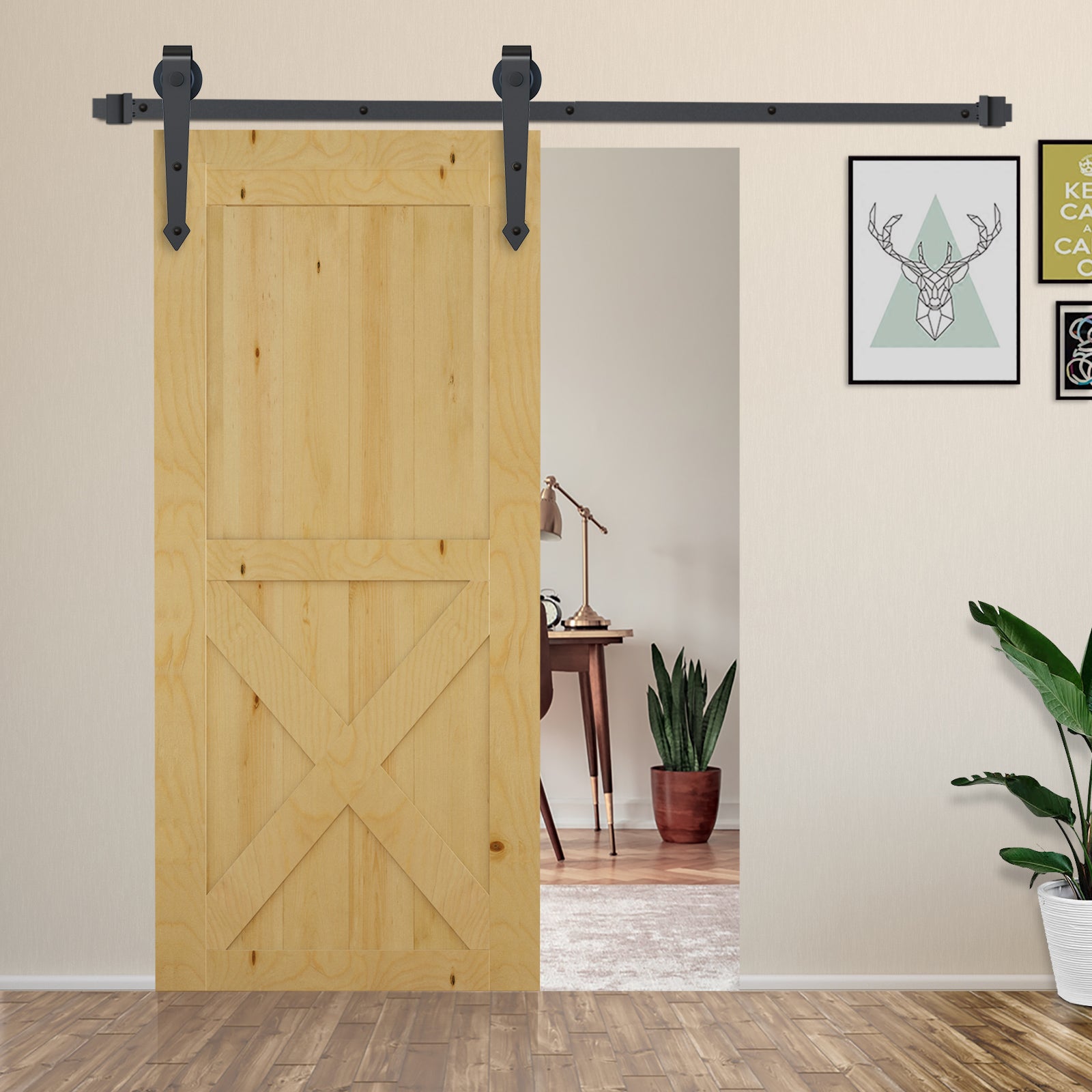 Sliding Wood Barn Door Track System Kit Hardware Set