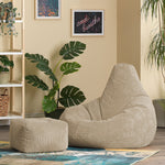 Dalton Cord Bean Bag Chair & Pouffe | Beige