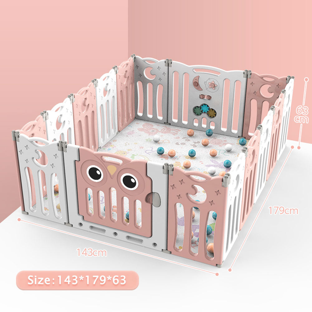 Foldable Baby Kid Playpen 14/16 Panel Safety Play Yard Home Activity Center | Large | Pink