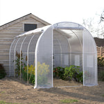 Outdoor Walk-in Tunnel Greenhouse With Heavy Duty Steel Frame & Roll-up Door | 4 x 3 x 2m | White