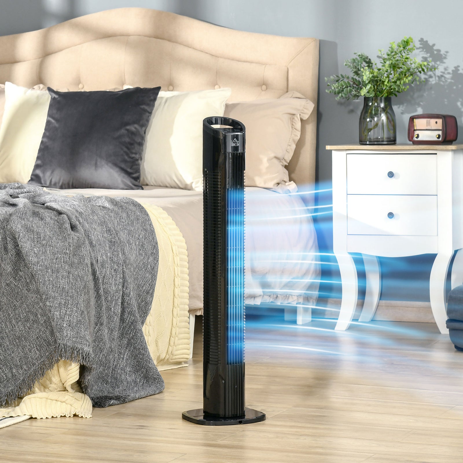 Led Tower Fan With Oscillation 3 Speed 3 Mode | One Size | Black