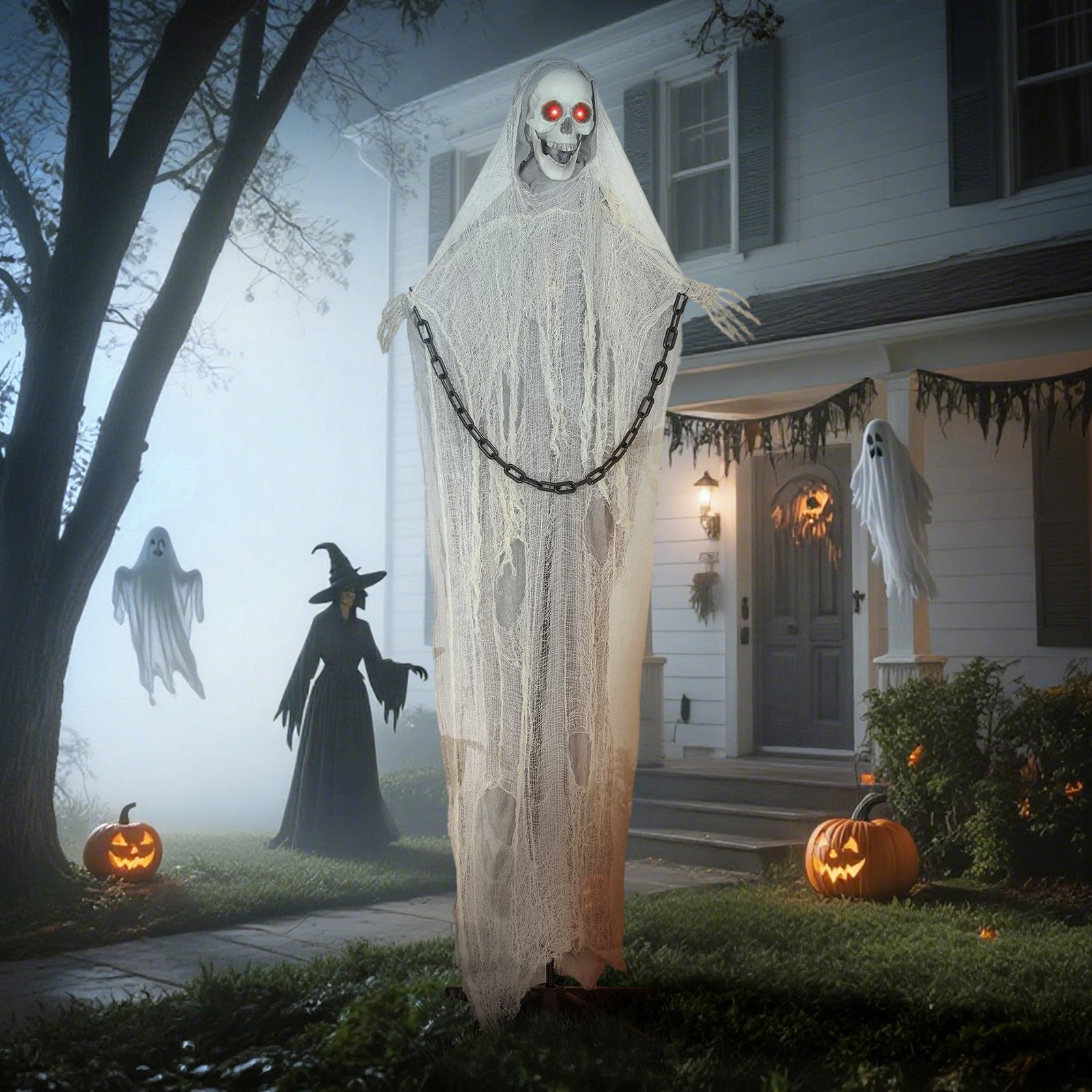 183 Cm Life Size Scary Halloween Decorations, Battery Operated