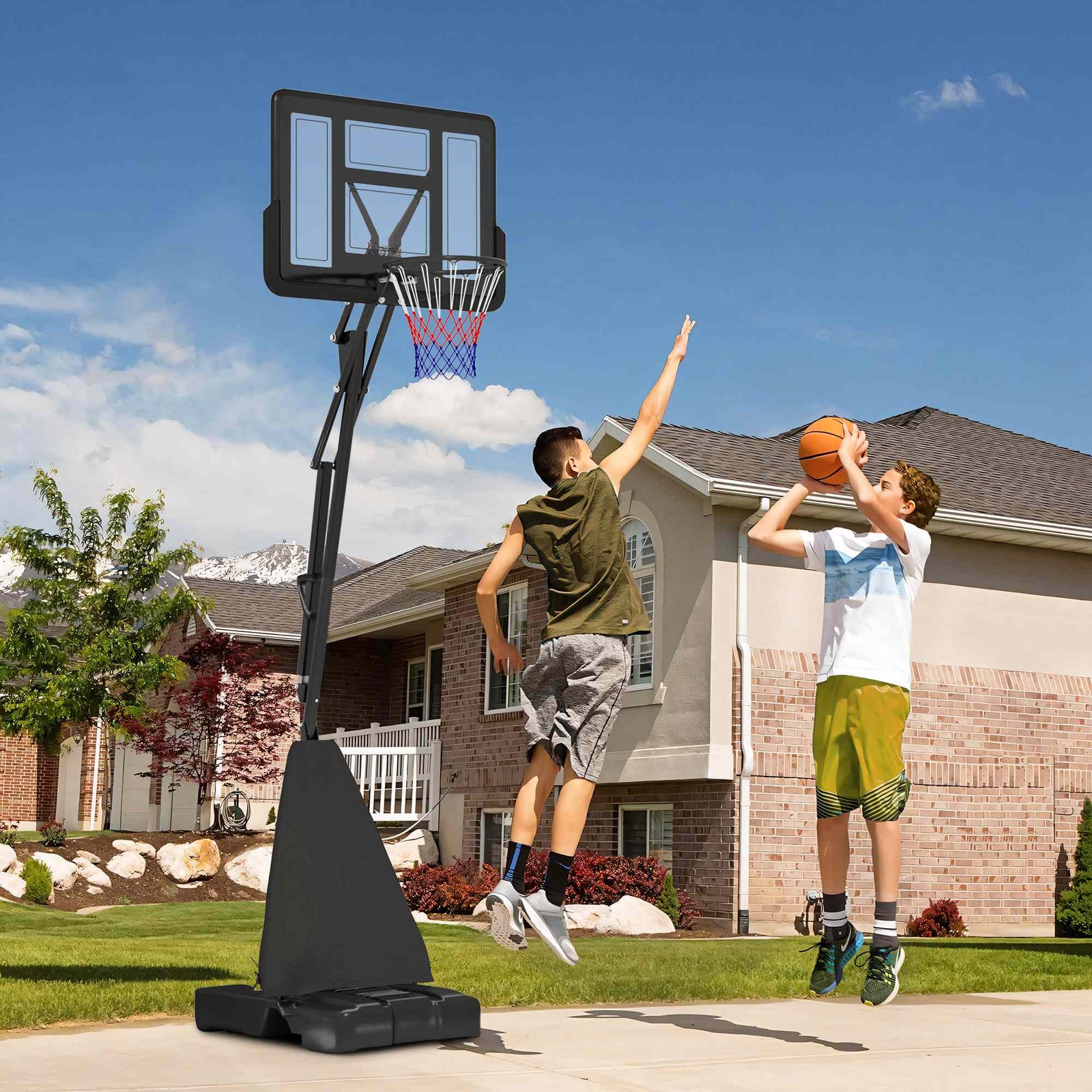 Adjustable Basketball Hoop, Rebound System | Black