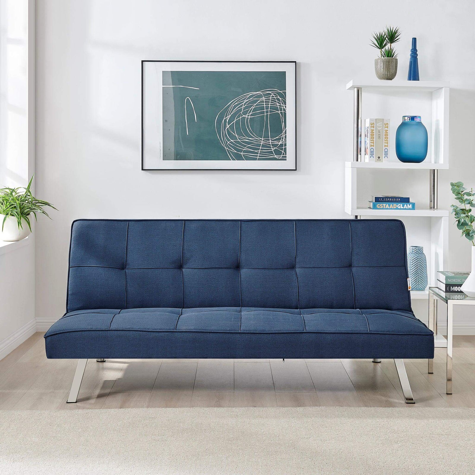 Click Clack Linen Blend Sofa Bed - 3 Seater | Blue