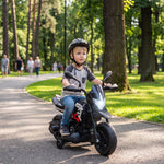 6v Kids Electric Motorbike With Training Wheels, Headlight, Black