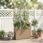 Outsunny Rattan Garden Planter With Trellis And Liner, Light Grey