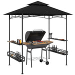 8' X 5' Grill Gazebo Canopy With 2 Side Shelves, Hook | Dark Gray