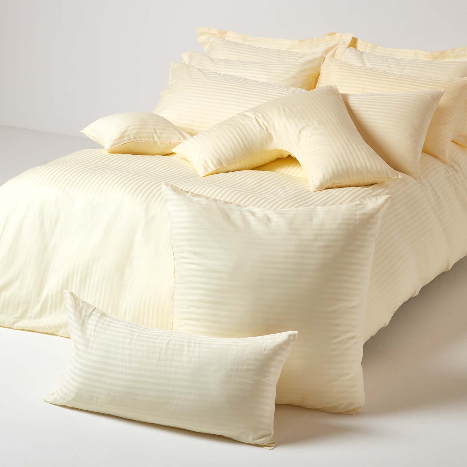 Egyptian Cotton Satin Stripe Oxford Pillowcase 330 Tc | 48 x 74cm | Pastel Yellow