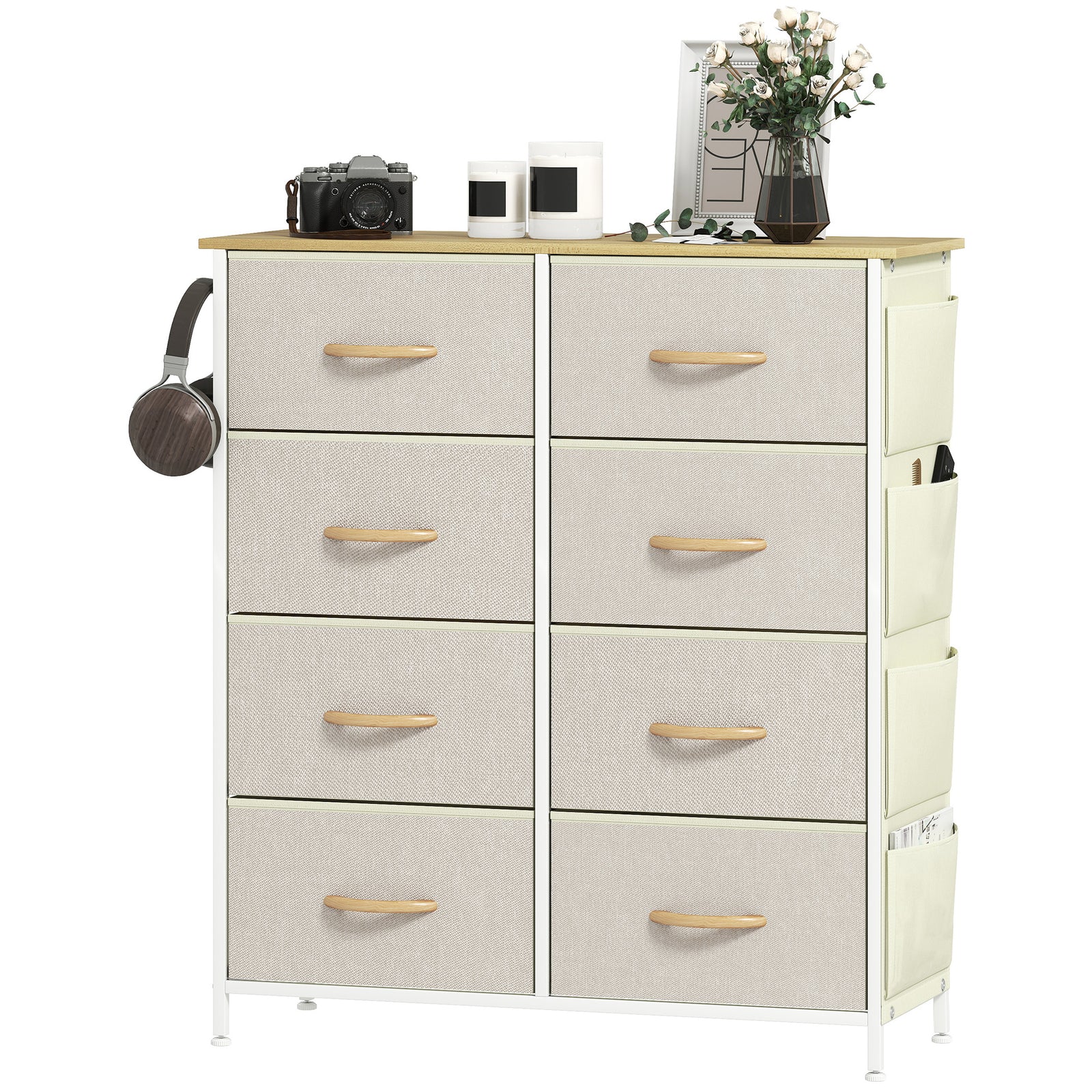 Fabric Chest Of Drawers, 8 Drawer Dresser For Bedroom | Beige