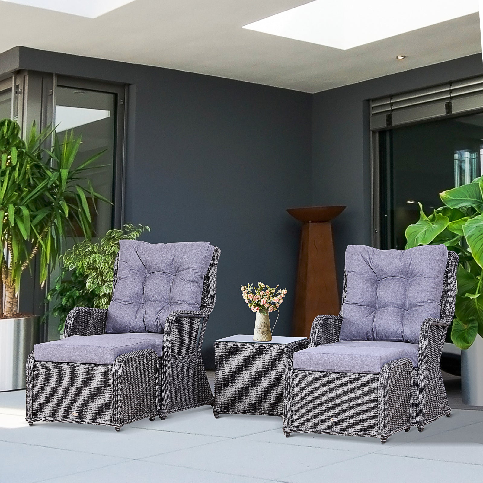 Sofa Chair & Stool Table Set Wicker Furniture