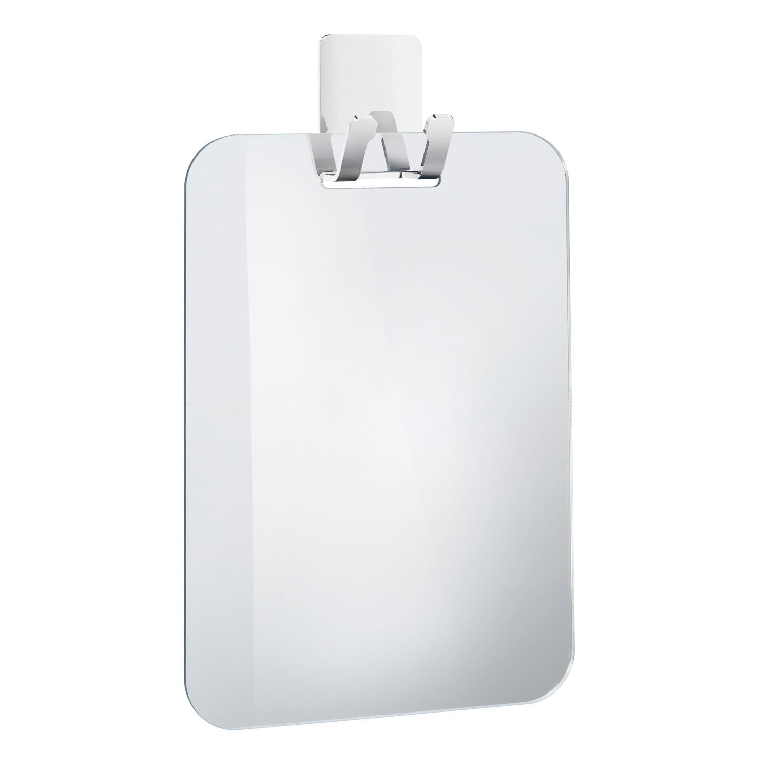 Plastic Shaving Make Up Mirror With Self Adhesive Hook | Chromed Stainless Steel