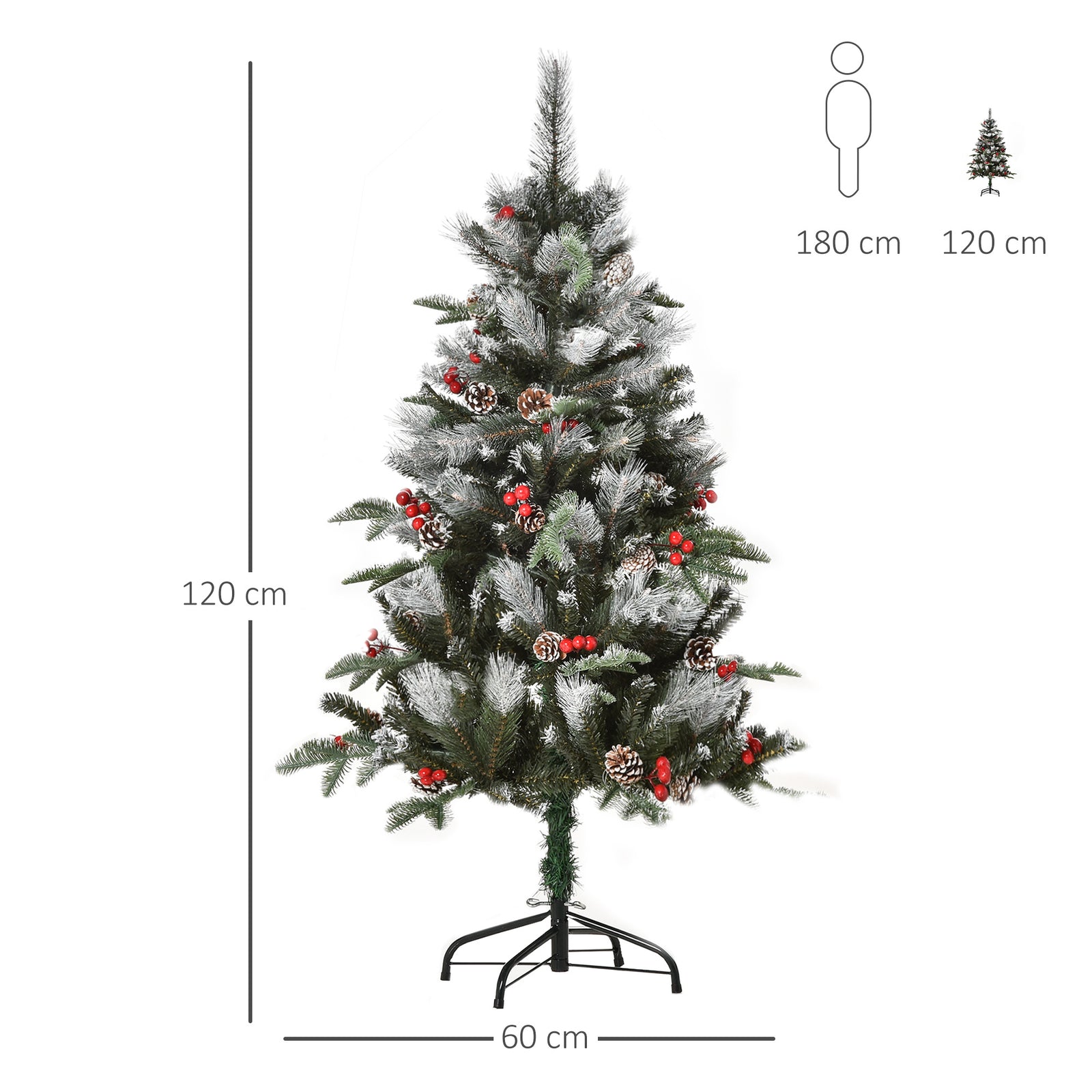 4ft Artificial Snow Dipped Christmas Tree Xmas Holiday Pencil Tree Green | 4ft | Multi Colour