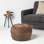 HOMESCAPES Sofia Pleated Velvet Pouffe