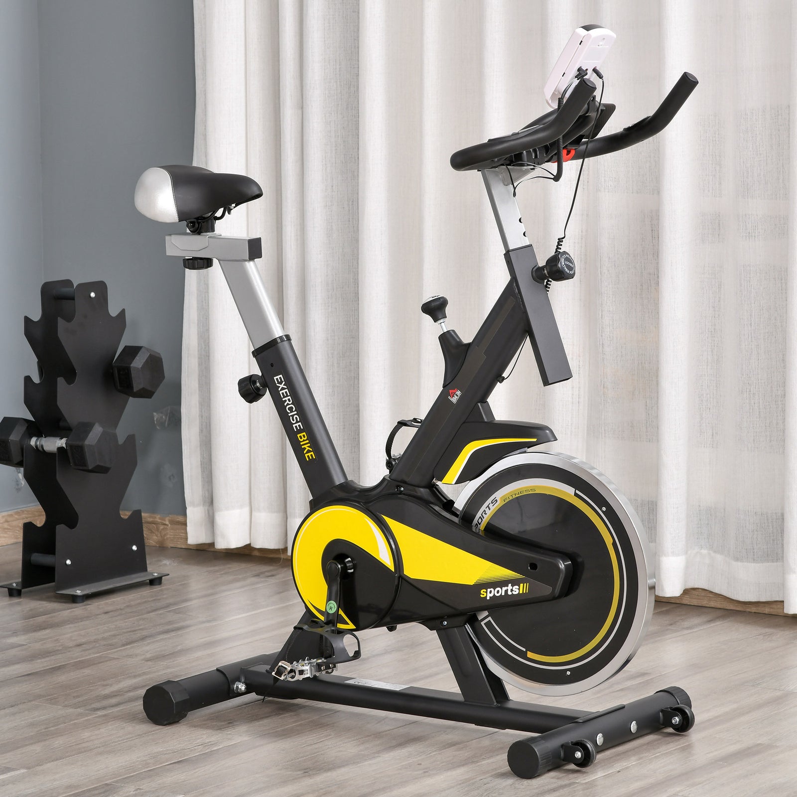 10kg Flywheel Upright Exercise Bike W/ Adjustable Resistance