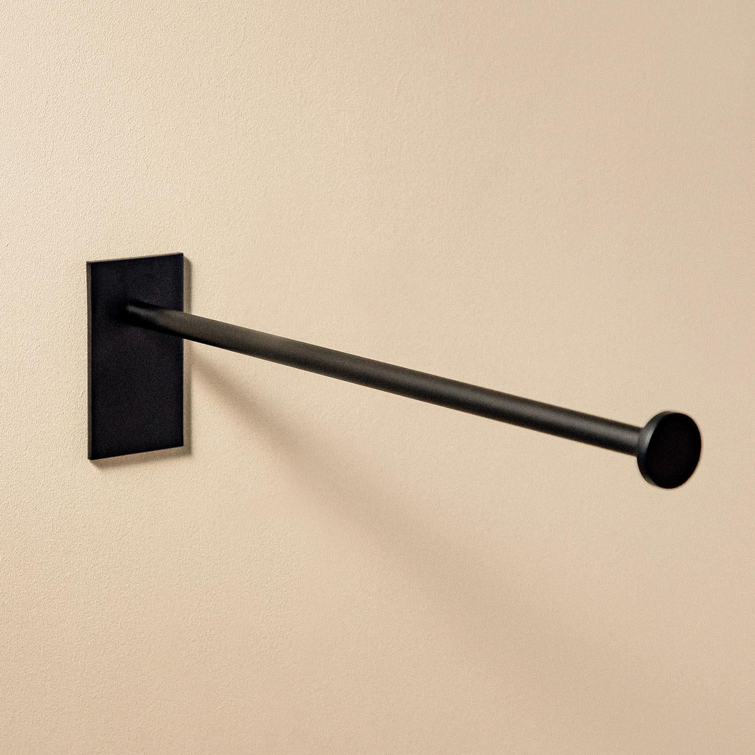 Single Arm Towel Rail, 30cm, Self-adhesive, Black, Stick Collection