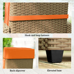 Rattan Garden Recliner Sun Lounger W/ Flip Table | Khaki & Orange