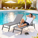 Sun Loungers For Garden Set Of 2 With Side Tray Table | Grey