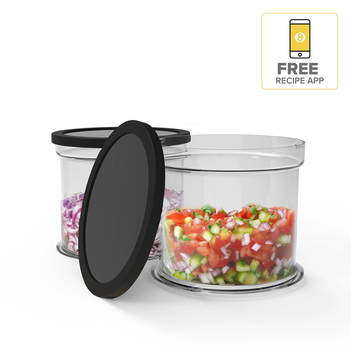 5 Second Clever Chop - Stackable Work Bowls + Airtight Lids (2 Pack)