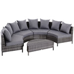 4 Seaters Half-round Sofa & Table - Grey