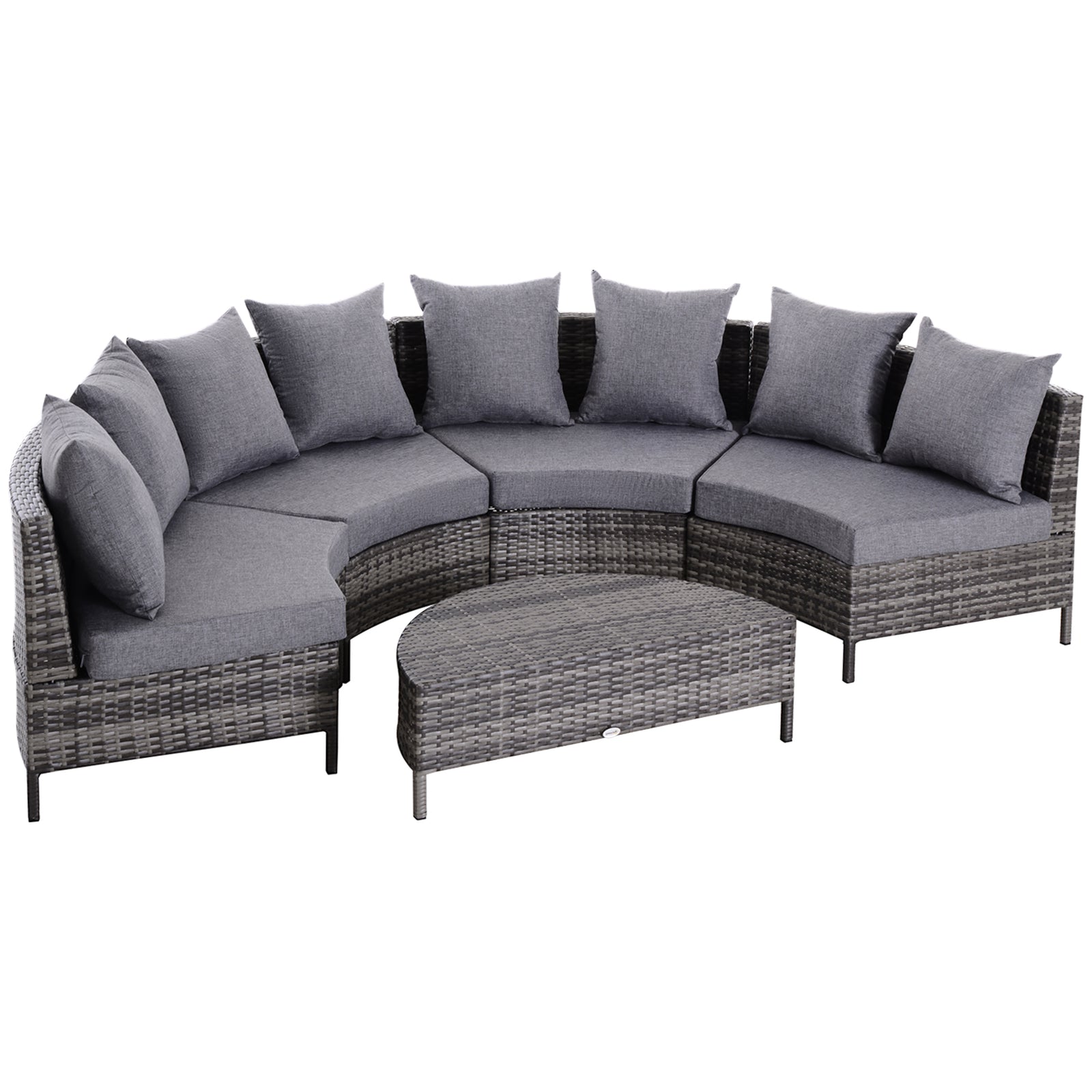 4 Seaters Half-round Sofa & Table - Grey