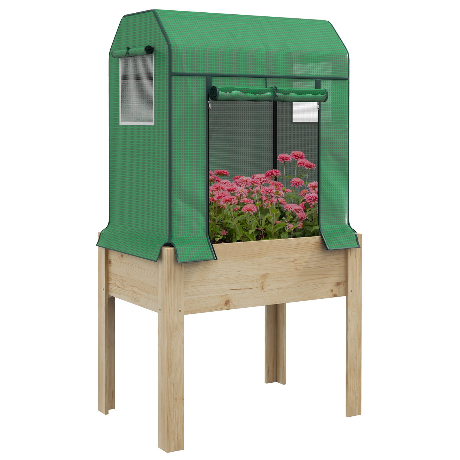 Raised Planter With Greenhouse & Bed Liner