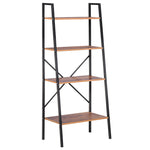 4-tier Minimalistic Ladder Shelf Unit Steel Frame Display | One Size | Brown