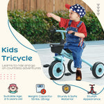 Trike W/ Adjustable Seat Basket, Kids Tricycle For 2-5 Years Old | Blue