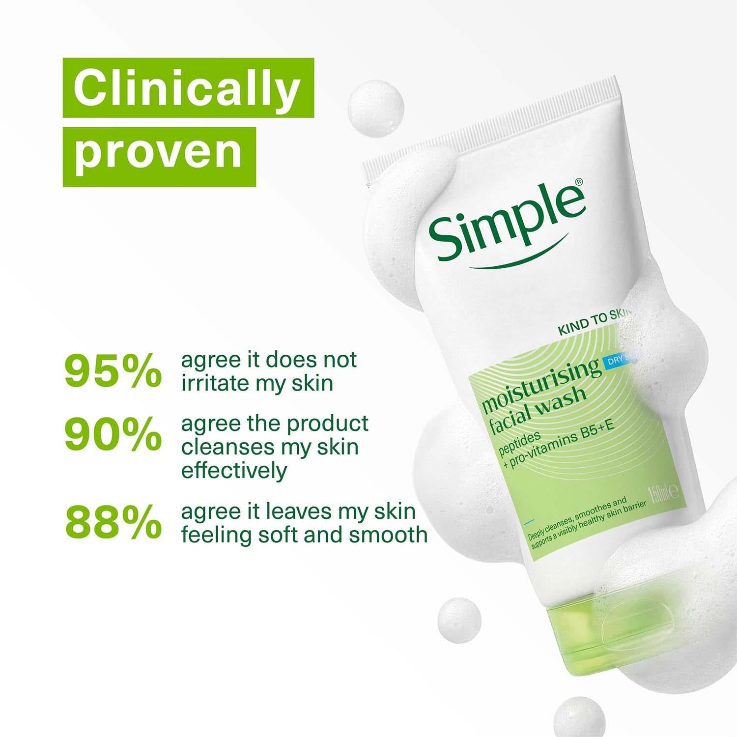 Simple Face Wash & Light Moisturiser 125ml 3-pack Bundle