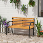 2 Seater Garden Bench Metal Wooden