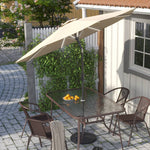 3m Solar Led Patio Umbrella, Outdoor Parasol With 16 Led Tubes, Crank Lift & Push Button Tilt With Resin Base | One Size | Beige