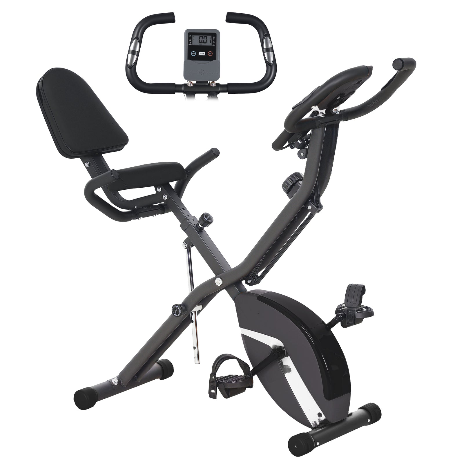 Folding Exercise Bike W/ Arm Bands And Hand Pulse Sensor | Black