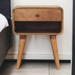 Solid Wood Curved Oak-ish Open Bedside