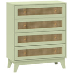 HOMCOM Rattan Chest Of Drawers, 4 Drawer Unit Storage Organiser For Bedroom
