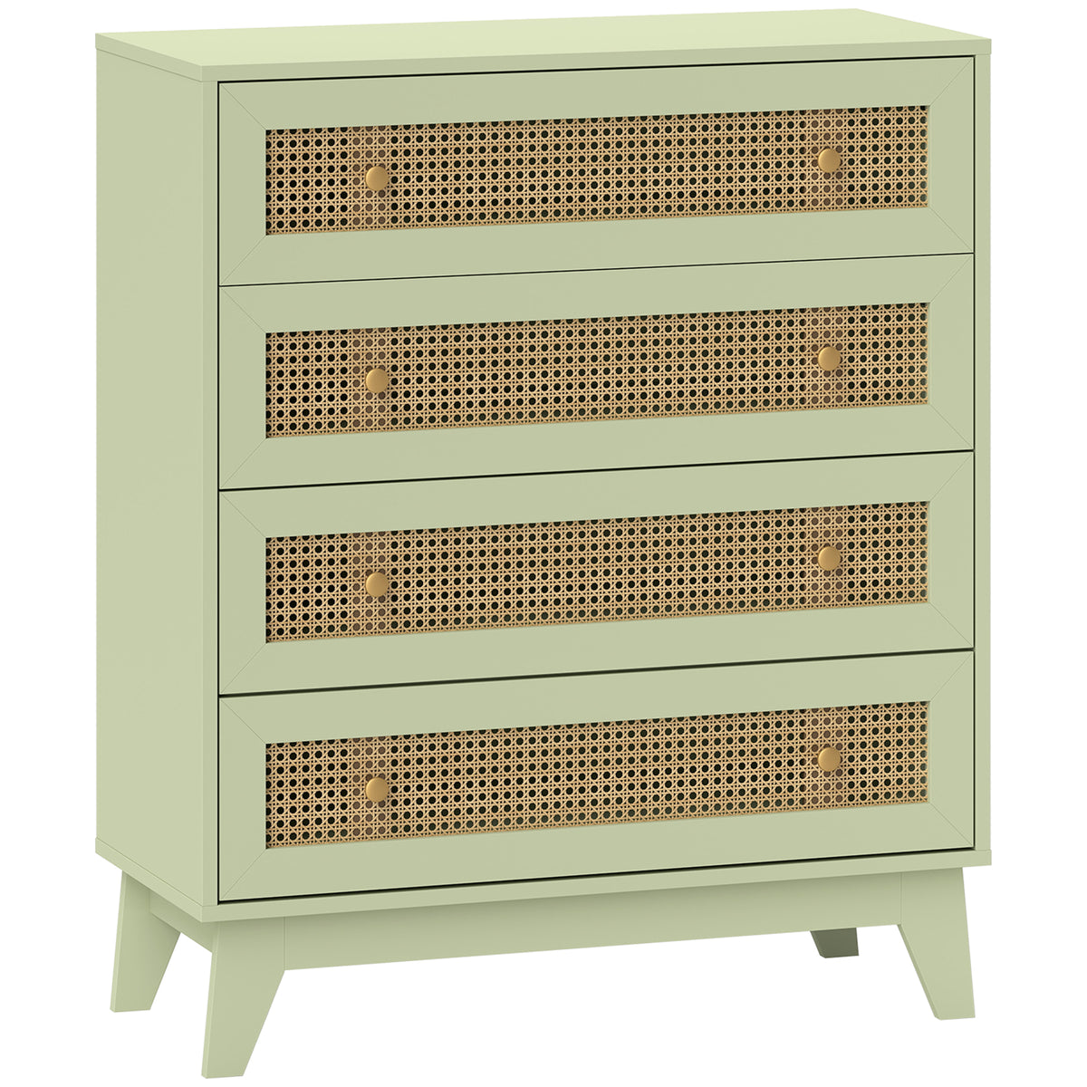 HOMCOM Rattan Chest Of Drawers, 4 Drawer Unit Storage Organiser For Bedroom